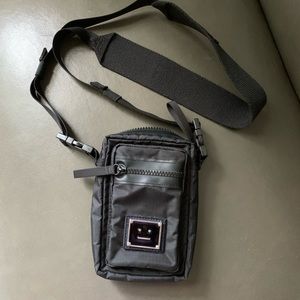 acne studios ripstop plaque pouch crossbody bag black